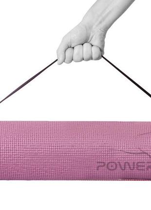 Килимок тренувальний для йоги та фітнесу powerplay 4010 pvc yoga mat рожевий (173x61x0.6) ve-336 фото