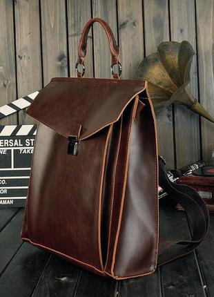 Классический женский рюкзак рюкзачок портфель коричневый4533 фото
