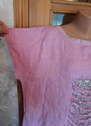 Стильна натуральна лляна італійська блуза туніка2 фото