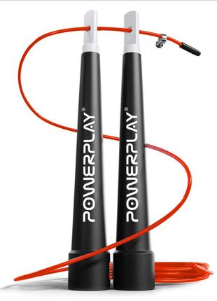 Скакалка тренировочная спортивная скоростная powerplay 4202 ultra speed rope красная (2,9m.) ve-33