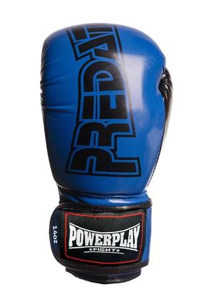 Боксерские перчатки спортивные тренировочные для бокса powerplay 3017 синий карбон 14 унций ku-22
