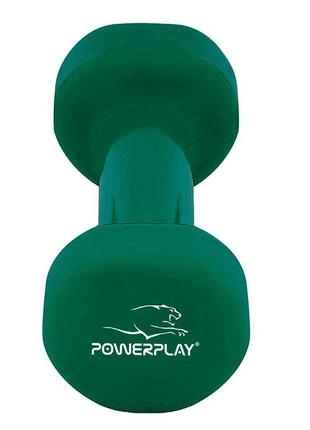 Гантель для фитнесу тренувальна вінілова powerplay 4125 achilles 2*1,5 кг. зелені (2шт.) ve-333 фото