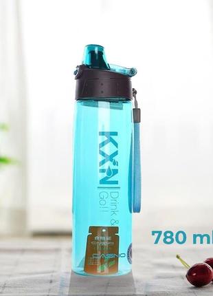 Пляшка спортивна для води пластикова для тренувань casno 780 мл kxn-1180 блакитна ve-336 фото