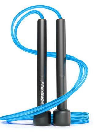Скакалка тренировочная спортивная powerplay 4201 basic jump rope синяя (2,8m.) ve-33