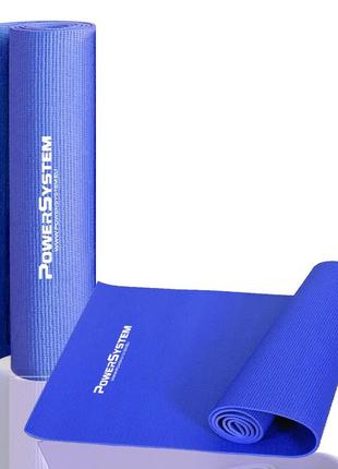 Килимок тренувальний для йоги та фітнесу power system ps-4014 pvc fitness-yoga mat blue (173x61x0.6) ve-33