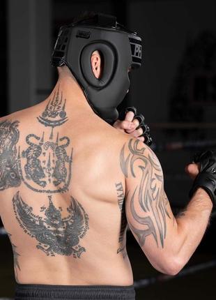 Боксерский шлем закрытый спортивный для бокса phantom apex full face black (капа в подарок) ve-336 фото