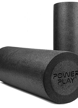 Ролик масажний спортивний тренувальний (роллер) гладкий powerplay 4021 fitness roller чорний (60x15см.) ku-22