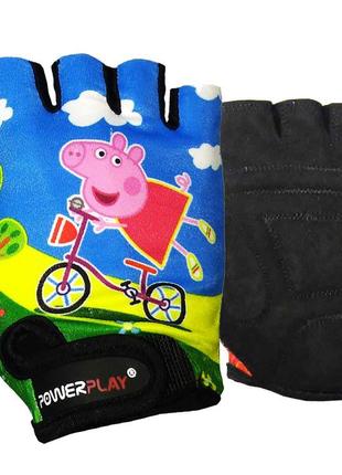 Велоперчатки детские спортивные велосипедные перчатки для езды на велосипеде 5473 peppa pig голубые xs ku-22
