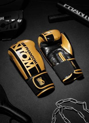 Боксерські рукавиці спортивні тренувальні для бокса phantom  elastic gold 16 унцій (капа в подарунок) ve-3310 фото