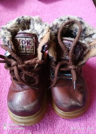 Зимние кожаные ботинки  унисекс / размер  25