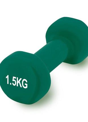 Гантель для фитнесу тренувальна вінілова powerplay 4125 achilles 1.5 кг. зелена (1шт.) ve-33