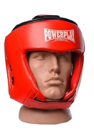 Боксерский шлем турнирный тренировочный спортивный для бокса powerplay красный l ku-22