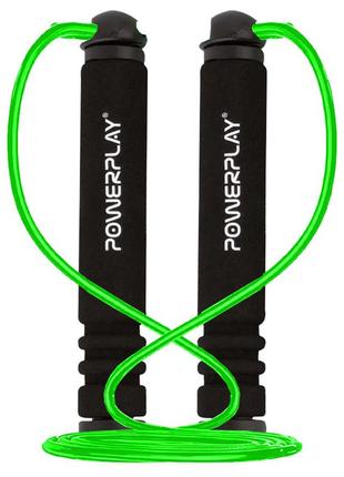 Скакалка тренировочная спортивная для фитнеса powerplay 4205 classic plus jump rope зеленая (2,7m.) ku-22