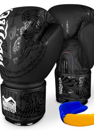 Боксерские перчатки спортивные тренировочные для бокса phantom muay black 14 унций (капа в подарок) ku-22
