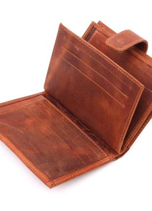 Мужской вертикальный кошелек в винтажной коже karya 21388 рыжий4 фото