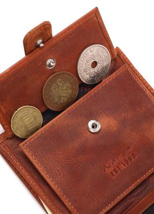 Мужской вертикальный кошелек в винтажной коже karya 21388 рыжий6 фото