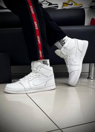 Nike air jordan 1 white, високі2 фото