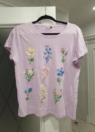 Котоновая футболка в цветы