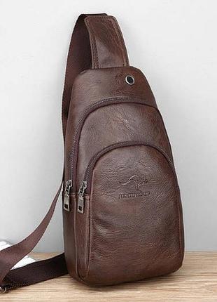 Мужская сумка-бананка на грудь с usb экокожей, кросс-боди сумка-бананка слинг для мужчин нагрудная борсетка 677