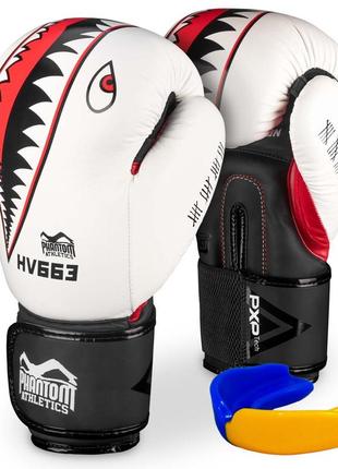 Боксерские перчатки спортивные тренировочные для бокса phantom weiss white 12 унций (капа в подарок) ku-22