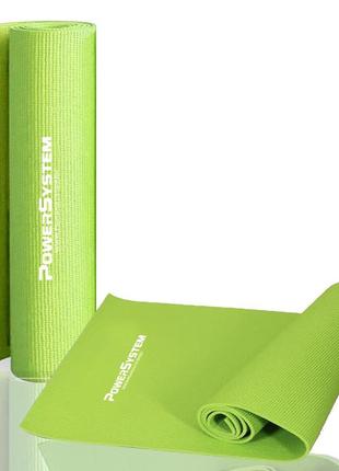 Килимок тренувальний для йоги та фітнесу power system ps-4014 pvc fitness-yoga mat green (173x61x0.6) ku-22