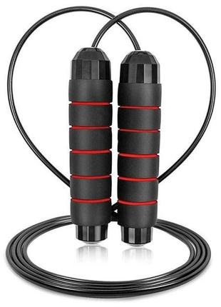 Скакалка тренировочная спортивная скоростная powerplay 4210 power weighted jump rope черная (2,7m.) ku-22