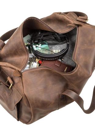 Сумка duffle bag дорожная для спортзала кожаная коричневая стильная винтажная2 фото
