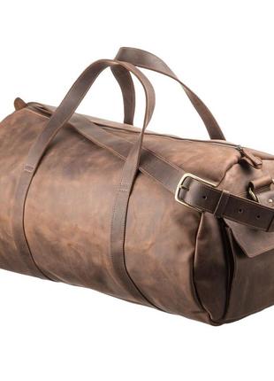 Сумка duffle bag дорожная для спортзала кожаная коричневая стильная винтажная1 фото