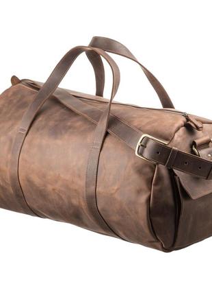 Сумка duffle bag дорожня для спортзалу шкіряна коричнева стильна вінтажна 711045