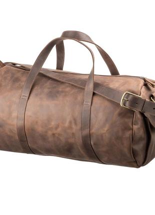 Сумка duffle bag дорожная для спортзала кожаная коричневая стильная винтажная4 фото
