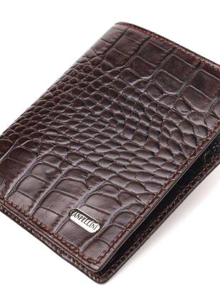 Компактное мужское портмоне из натуральной фактурной кожи canpellini 21496 коричневое1 фото