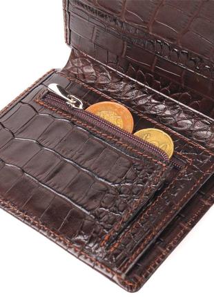 Компактное мужское портмоне из натуральной фактурной кожи canpellini 21496 коричневое5 фото