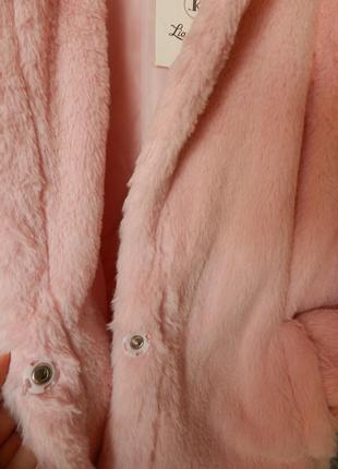 ⛔✅ красивенная нежно розовая плюшевая меховая шубка миди длинны9 фото