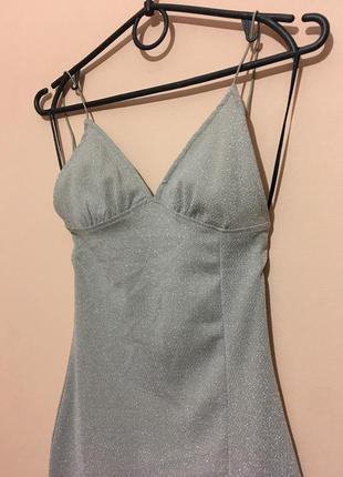 Срібна мінісукня h&amp;m bodycon dress in silver - xs-s7 фото