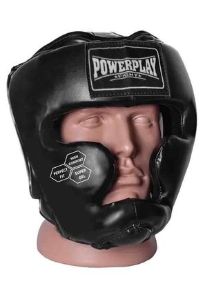 Боксерський шолом тренувальний закритий спортивний для бокса powerplay чорний s ku-22