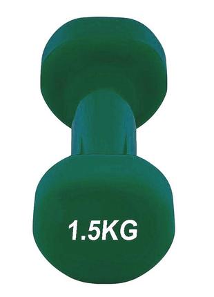 Гантель для фитнесу тренувальна вінілова powerplay 4125 achilles 2*1,5 кг. зелені (2шт.) ku-224 фото