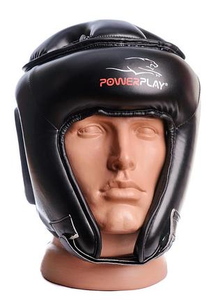 Боксерський шолом турнірний тренувальний спортивний для бокса powerplay чорний s ku-22