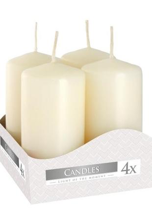 Набор свечей цилиндрических парафиновых ароматических 4 шт. цилиндр молочный (sw40/80-011) ku-22