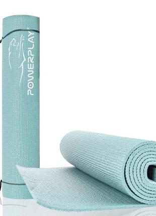 Килимок тренувальний для йоги та фітнесу powerplay 4010 pvc yoga mat м'ятний (173x61x0.6) ku-22