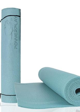 Килимок тренувальний для йоги та фітнесу powerplay 4010 pvc yoga mat зелений (173x61x0.6) ku-22