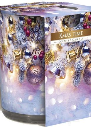 Свеча ароматическая пахучая парафиновая в стеклянном стакане рождественское время (sn 72s-01) ku-22