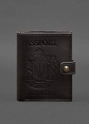 Шкіряна обкладинка-портмоне на паспорт із гербом української темно-коричневої 25.01 фото