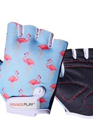Велоперчатки детские спортивные велосипедные перчатки для езды на велосипеде 001 фламинго голубые 2xs ku-22