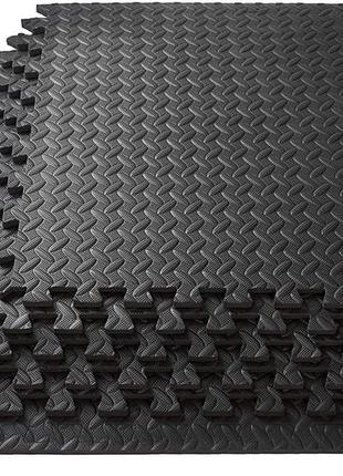 Напольное покрытие мат пазл для спортзалов wcg  eva 1,2 cm - 60х60  1 шт черный ku-221 фото