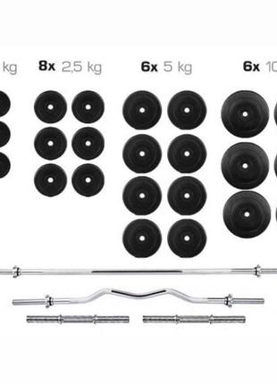 Штанги и гантели набор спортивный тренировочный универсальный strong 140 кг черный ku-22