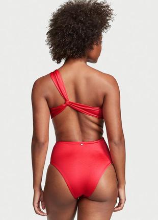 Красный сдельный купальник монокини на одно плечо victoria's secret м цельный спортивный без пуша4 фото