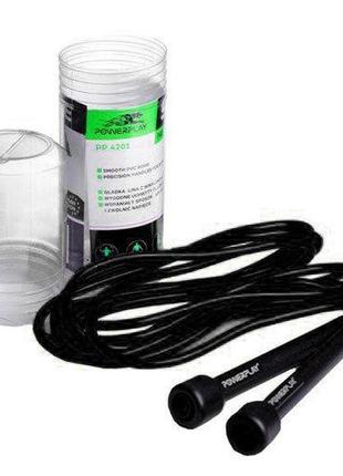 Скакалка тренувальна спортивна powerplay 4201 basic jump rope чорна (2,8m.) ku-22