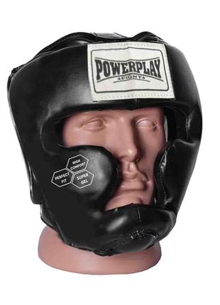 Боксерський шолом тренувальний закритий спортивний для бокса powerplay чорний xs ku-22