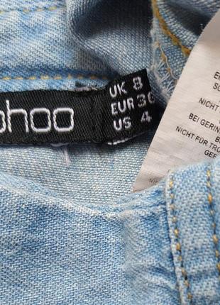 Стильная джинсовая рубашка boohoo с вышивкой красивых цветов3 фото