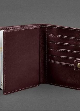 Шкіряна обкладинка-портмоне на паспорт із гербом української бордової 25.03 фото